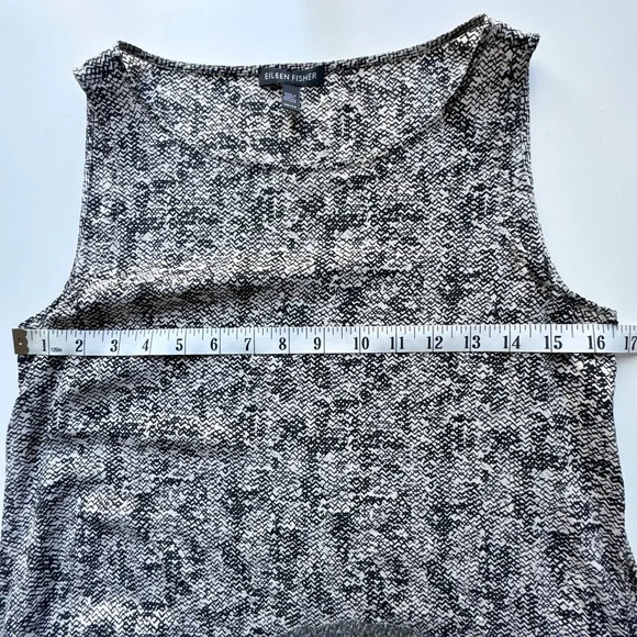 Eileen Fisher Silk Crepe De Chine Roadster Print Sleeveless Shift Dress XS - Picture 7 of 8